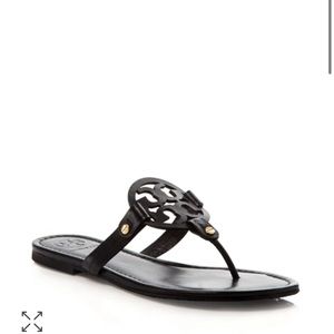 Miller Veg Leather black Tory Burch thong sandals